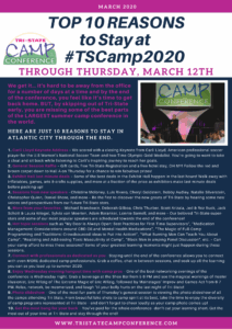 Top 10 Reasons to Stay at #TSCamp2020 Through Thurs., March 12th